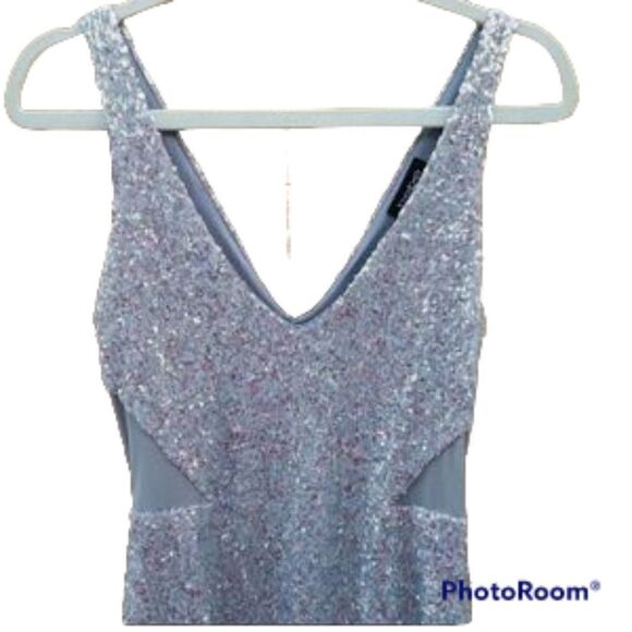 Bebe sequin party dress small silver - Picture 4 of 4